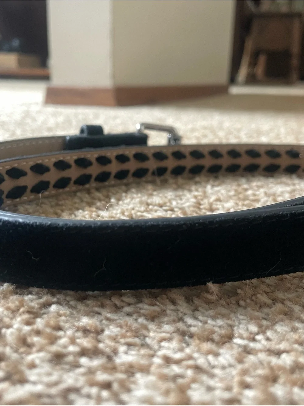 Rebecca Minkoff Black Suede Belt with Silver Chain Trim